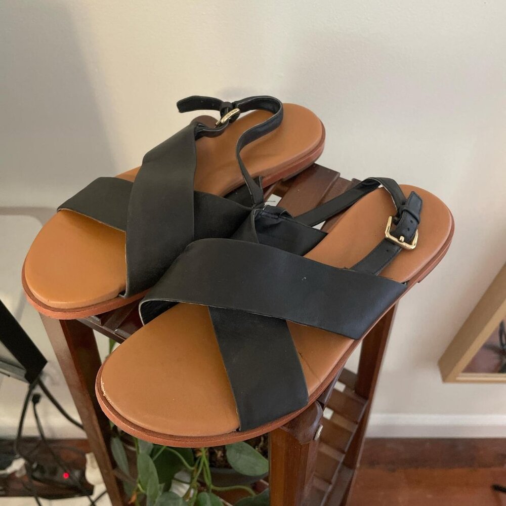 Cole Haan Black Crossover Strap Sandals